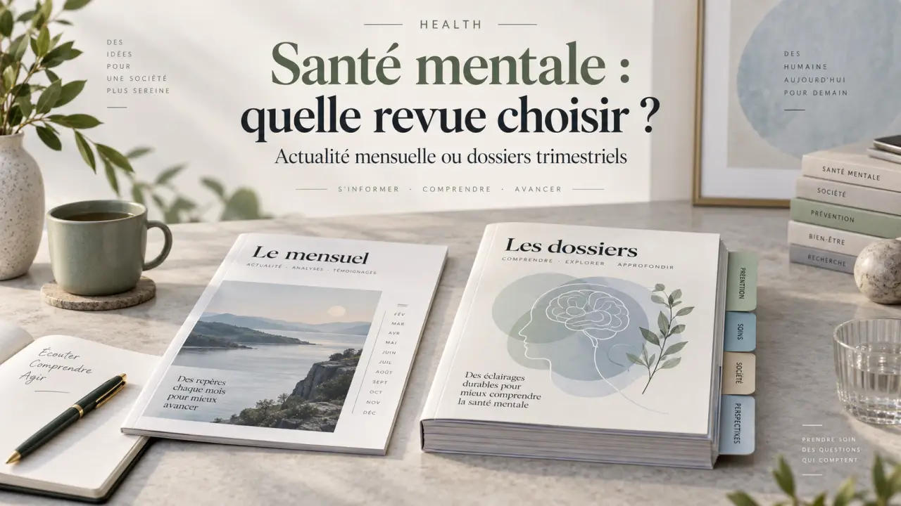 Santé mentale : quelle revue choisir entre actualité mensuelle et dossiers trimestriels ?