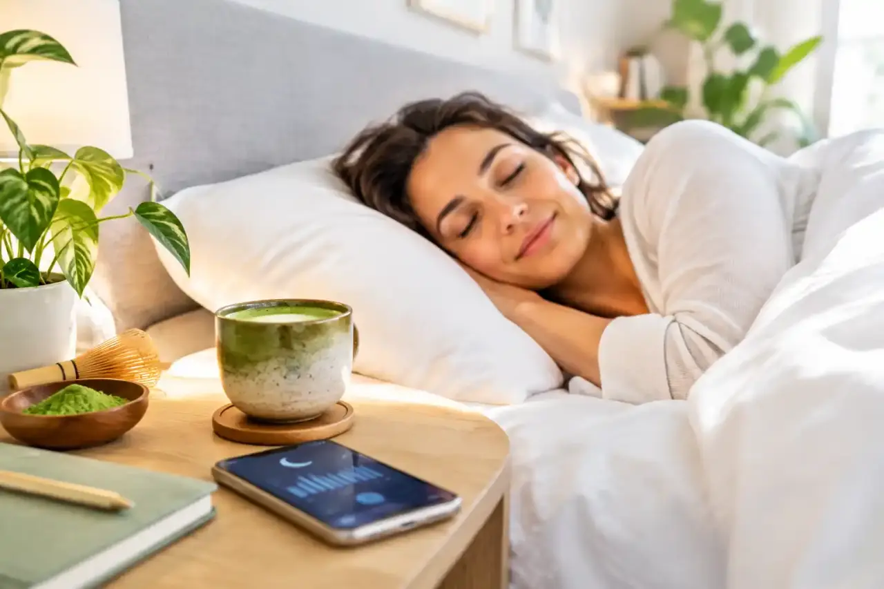 Tasse de matcha préparée dans un intérieur lumineux et apaisant