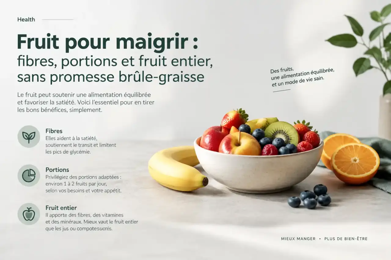 Fruit pour maigrir : fibres, portions et fruit entier, sans promesse brûle-graisse